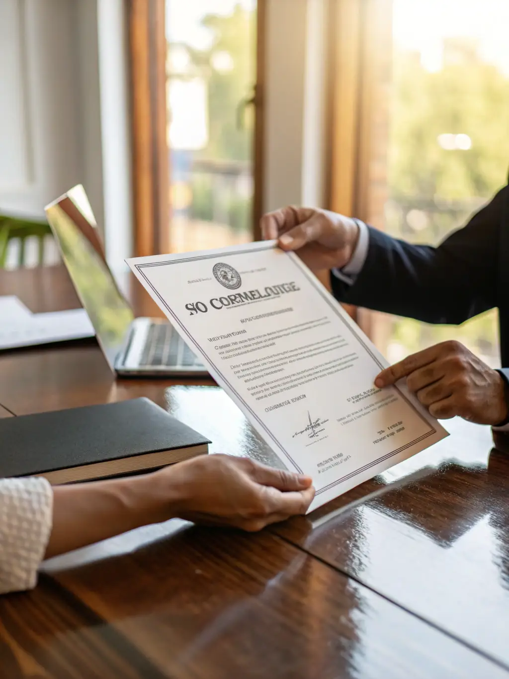 A close-up shot of a globally recognized accreditation certificate, highlighting the Atiaa logo and the seal of approval.