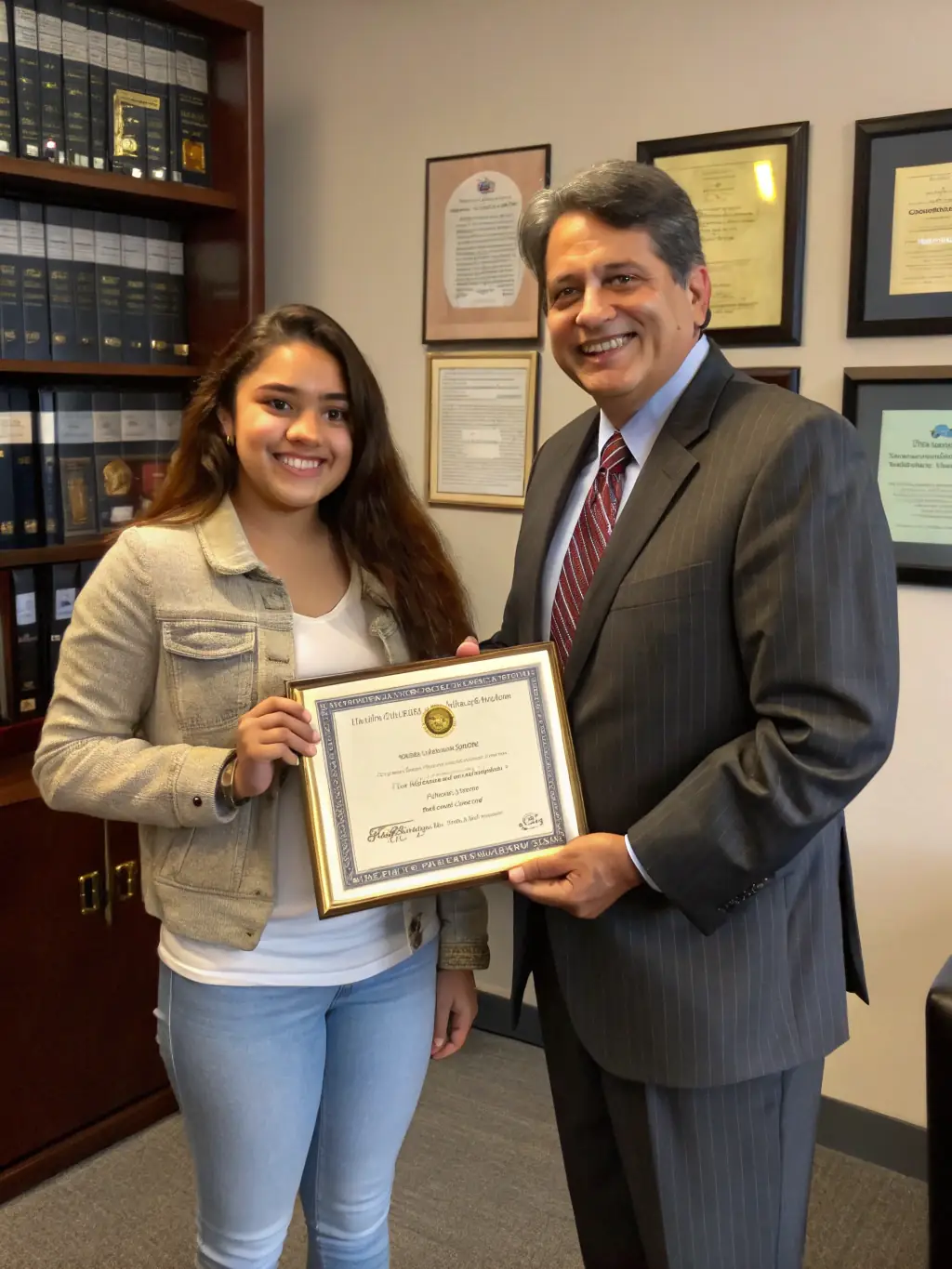 A professional photo of a person receiving a certificate during an accreditation ceremony, symbolizing individual achievement and recognition.