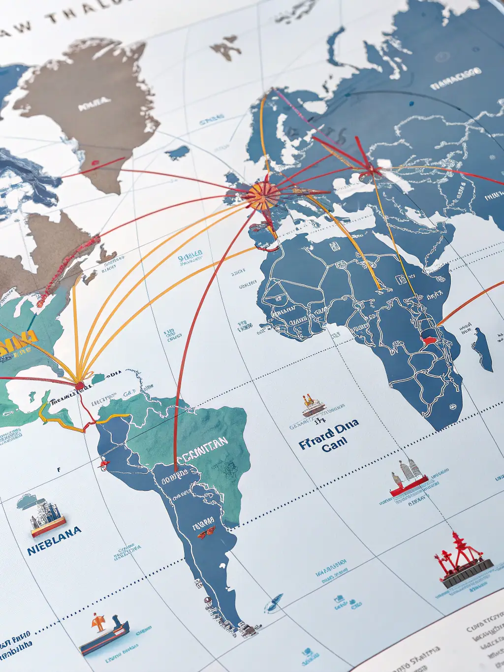 A global map with highlighted regions, symbolizing the international recognition of Atiaa's accreditations.