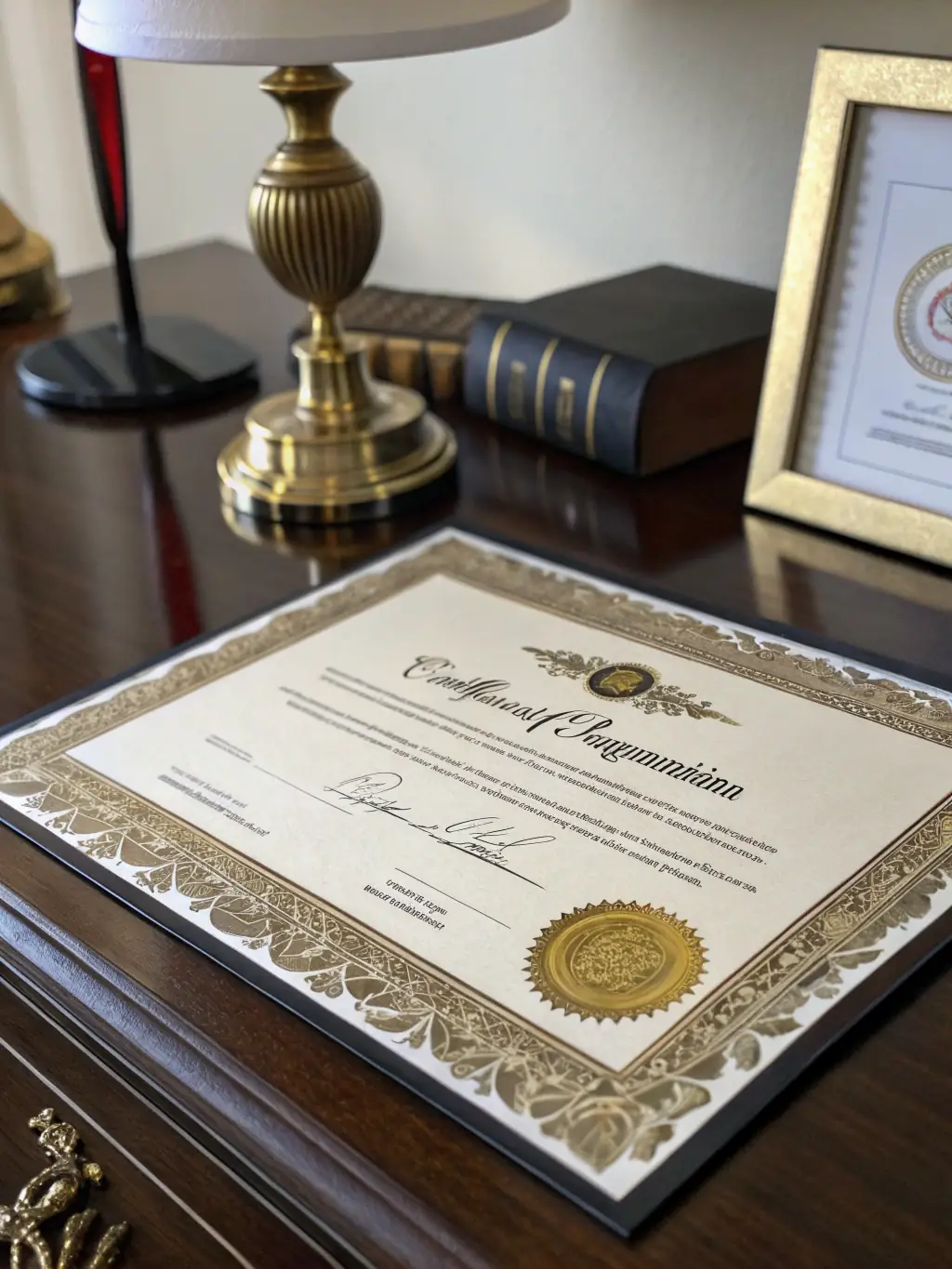 A close-up shot of a certificate with a gold seal, symbolizing the achievement of accreditation.